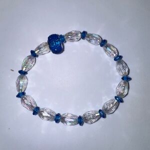 Crystal Beaded Bracelet with Blue Highlights